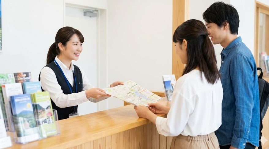 食べ歩きマップは観光案内所で入手可能