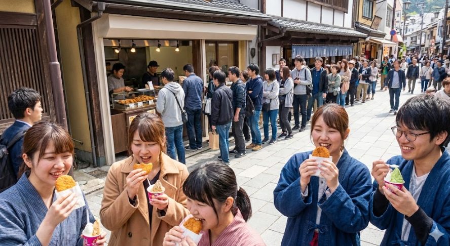【11:00〜14:00】ピークタイムは「コロッケ」や「ジェラート」に行列覚悟