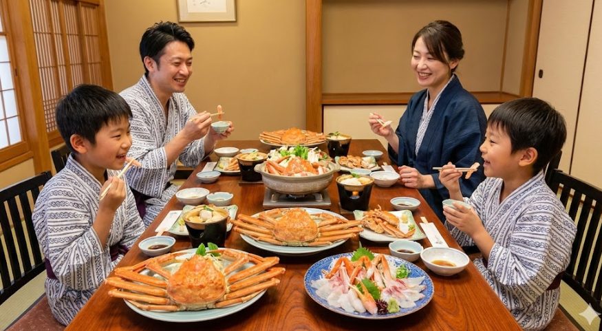 冬の城崎なら子連れでカニのフルコースを堪能