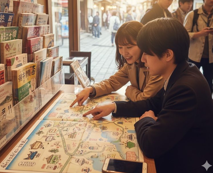 散策マップを手に温泉街を巡ろう