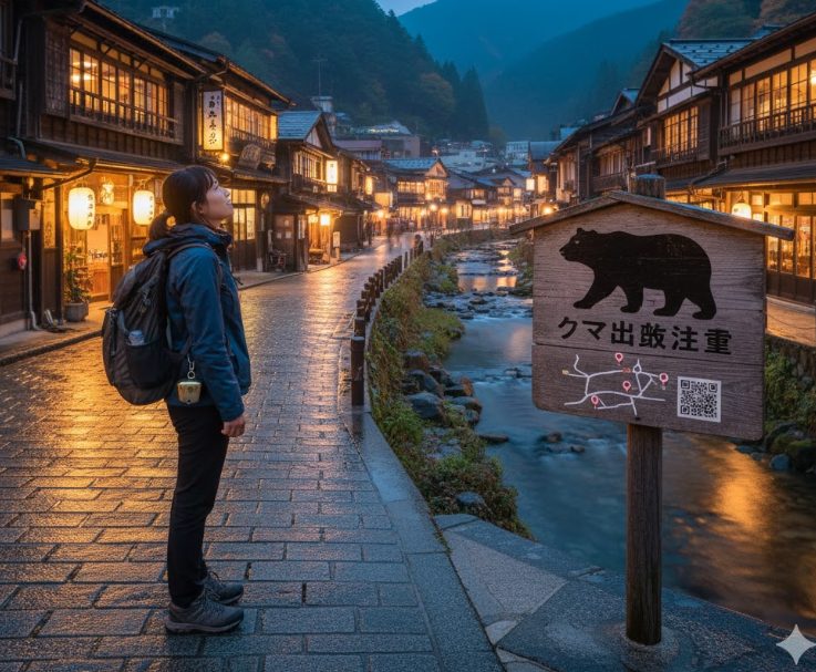 銀山温泉で熊に注意し安全な旅を