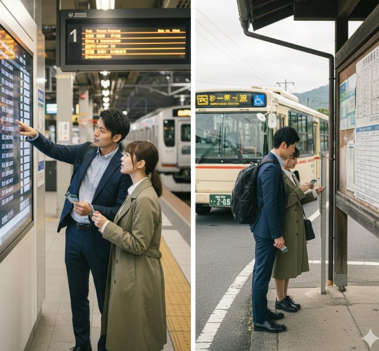 電車とバスの乗り継ぎと運賃