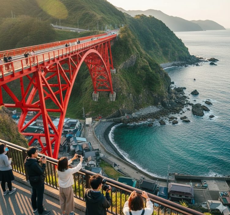 途中の観光は餘部鉄橋が人気