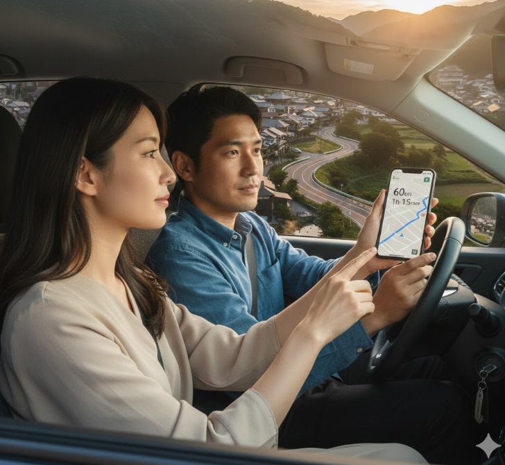 車での移動距離と所要時間の目安