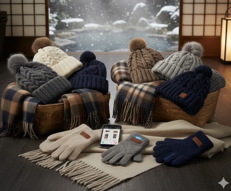おしゃれな帽子とスマホ対応手袋