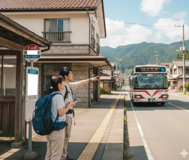 浜坂駅から湯村温泉へのバス乗り換え
