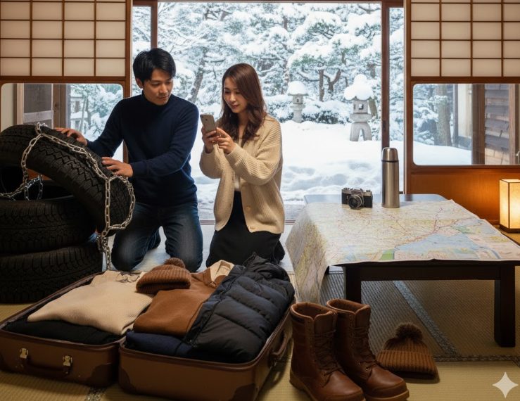 冬の東山温泉へのアクセス準備