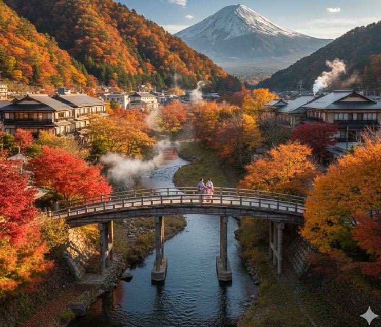 紅葉と富士山を望む絶景の宿