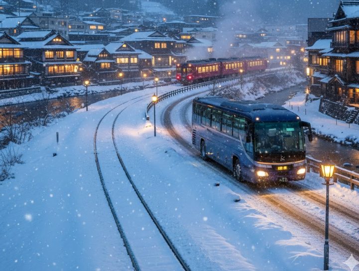 城崎温泉への雪の日のアクセス方法
