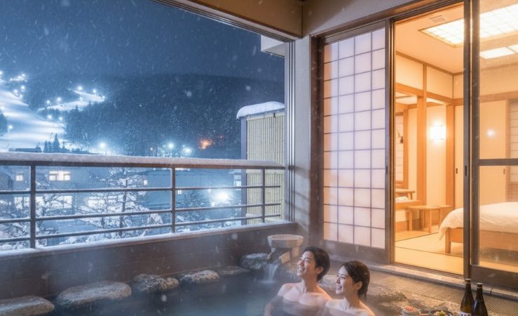 雪見露天風呂が自慢の宿