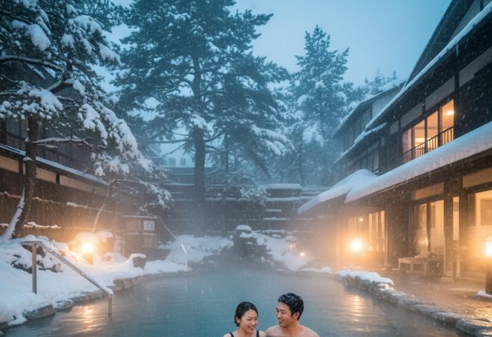 雪見ができる日帰り温泉