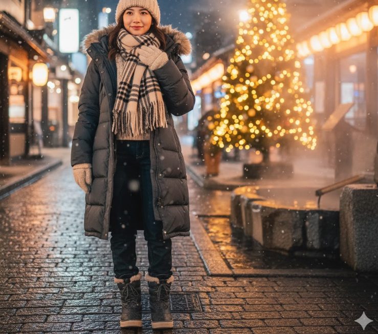 ライトアップされた草津温泉・湯畑の「湯滝」と立ち上る湯けむり