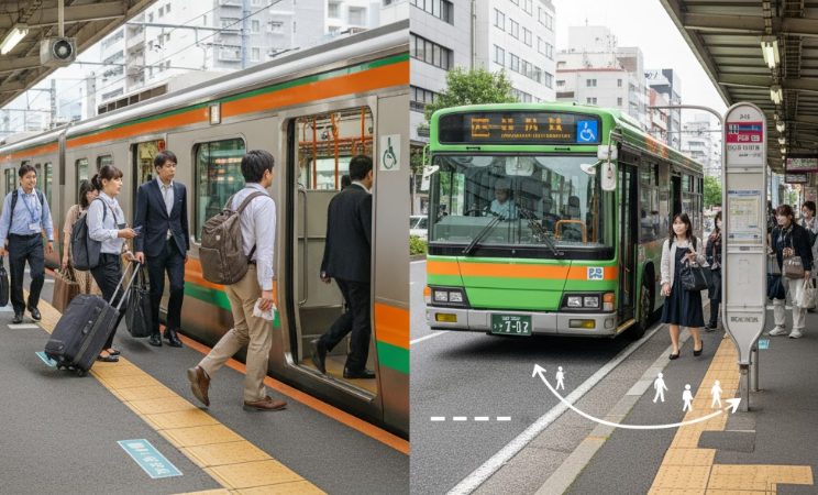 電車とバスの乗り換えが必須