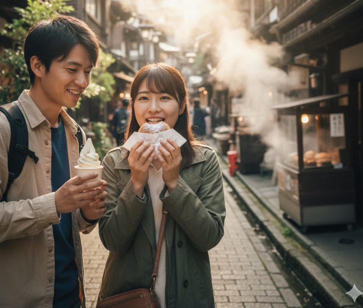 温泉街の食べ歩きスイーツ