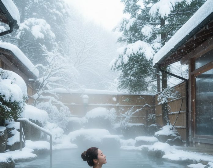 1月・2月の積雪ピークと雪見風呂