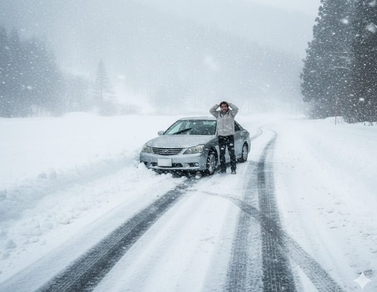 ノーマルタイヤでのアクセスは危険