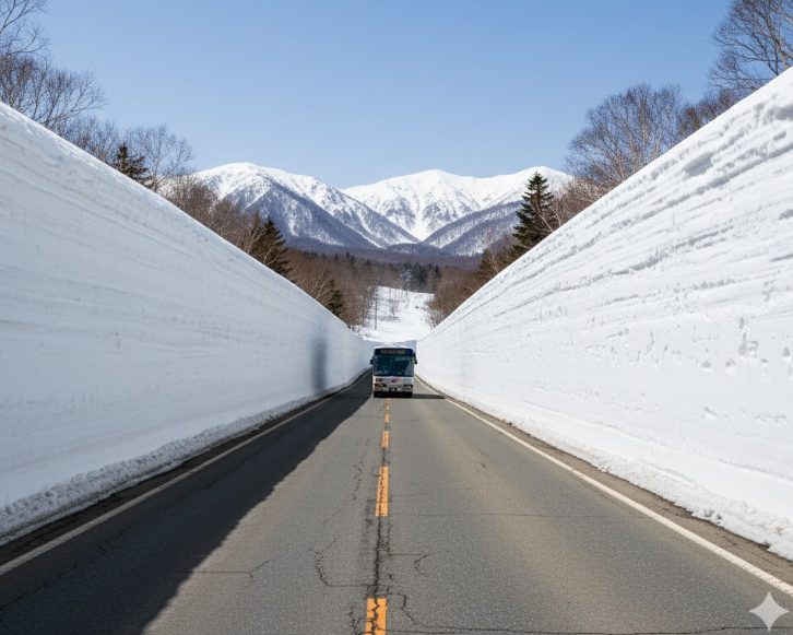 酸ヶ湯温泉 雪の回廊は春