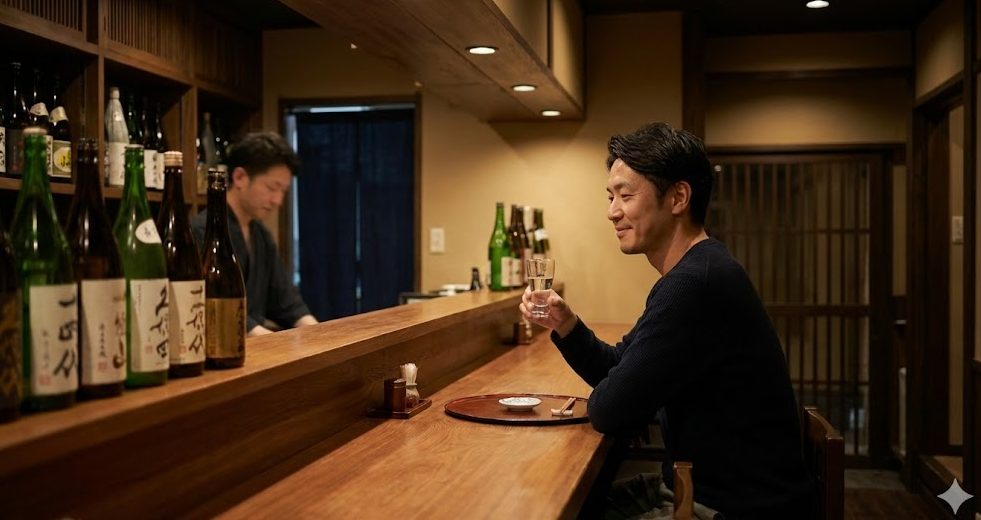 隠れ家バー縁がわで地酒を味わう