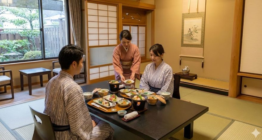 部屋食でゆっくりと旬の会席料理を味わう老舗