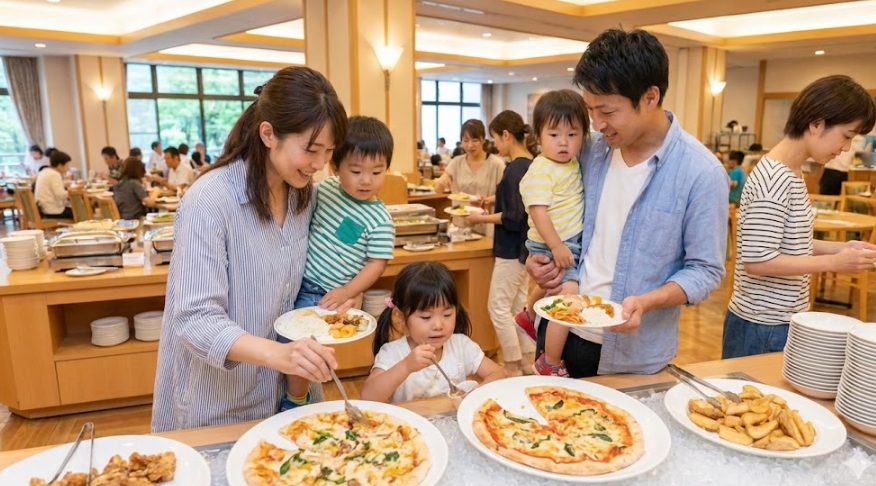 子連れバイキングが人気の大型エンタメ宿