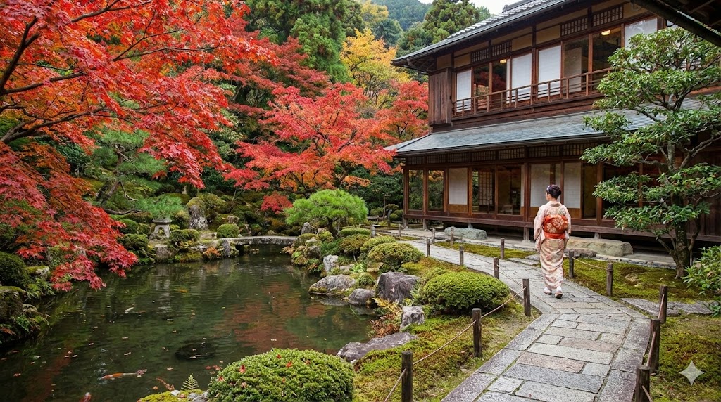 源泉湯の宿松乃井の贅沢な庭園