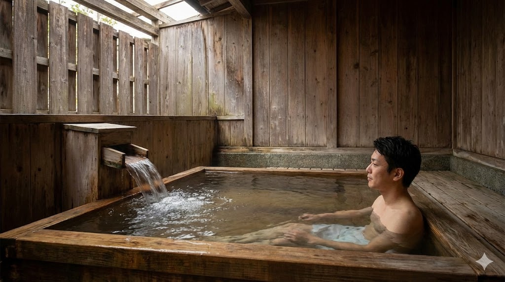 仙峡閣の懐かしい木造建築と源泉かけ流しの湯