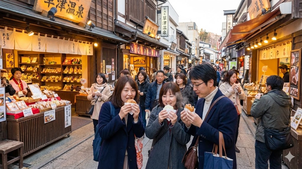 草津温泉の食べ歩きグルメとお土産の選び方
