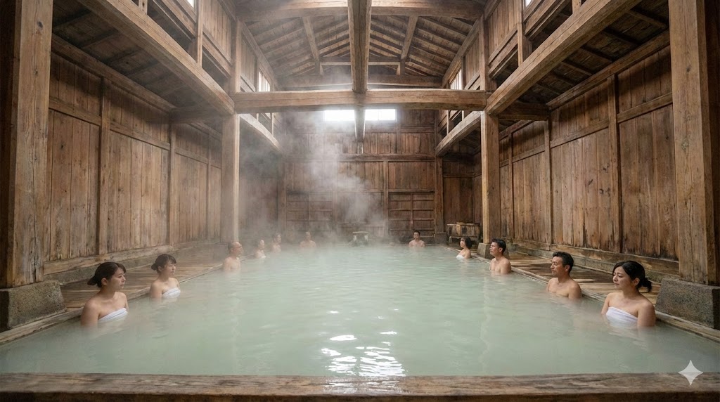 日本屈指の酸性泉と歴史あるヒバ千人風呂