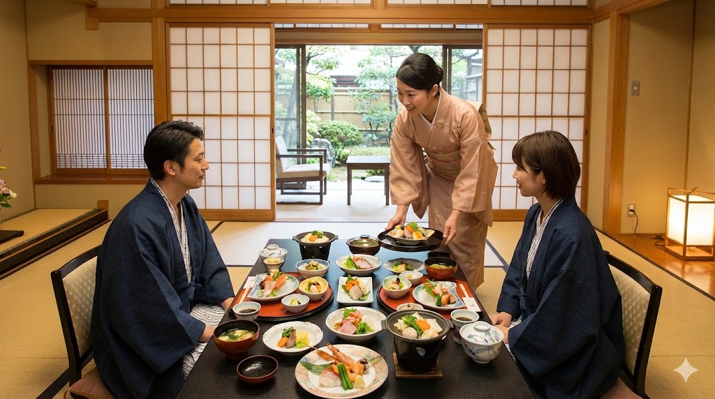 高級な割烹料理を部屋食で楽しむさつき