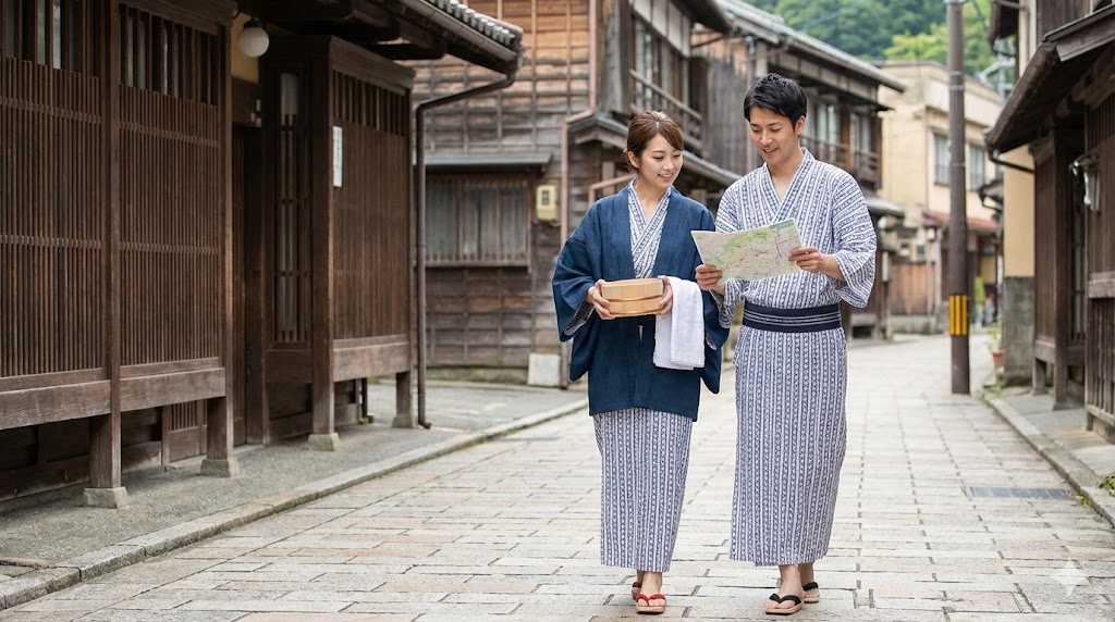 源泉かけ流しの外湯を楽しむ九湯めぐりの基本