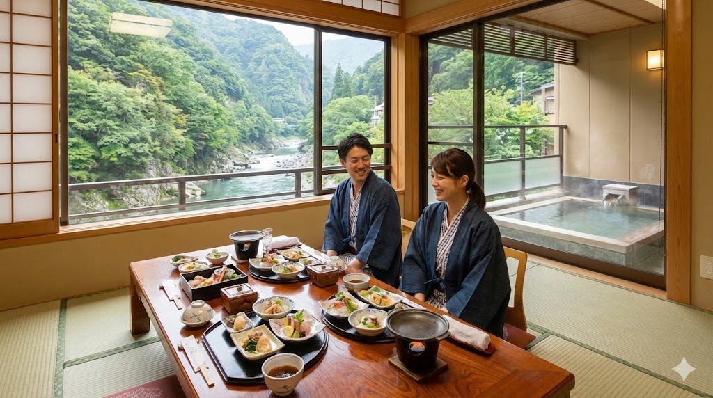 料理と渓谷美を堪能する湯の花荘