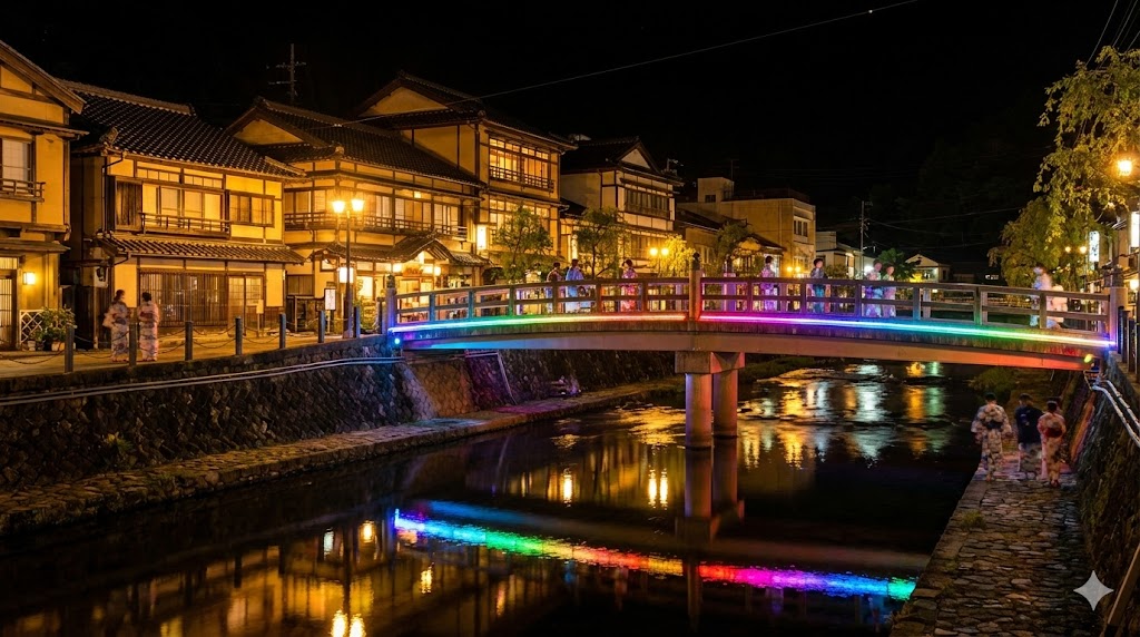 ライトアップと幻想的な山中温泉の夜の楽しみ方