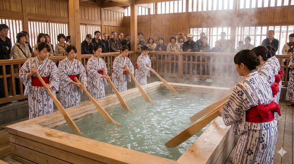 湯畑の絶景と伝統の湯もみショー