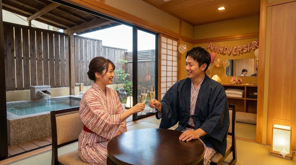 とみやの露天風呂付き客室で過ごす至福の記念日